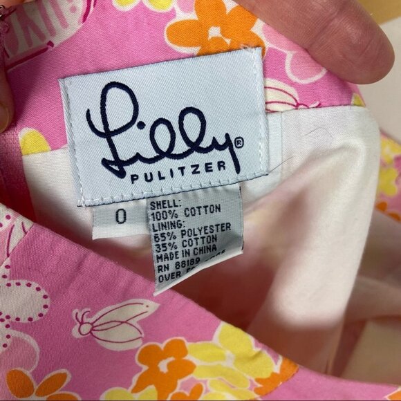 Lilly Pulitzer Pink‎ White Yellow Floral Midi Halter Dress Size 0 Cotton Barbie - Picture 4 of 11